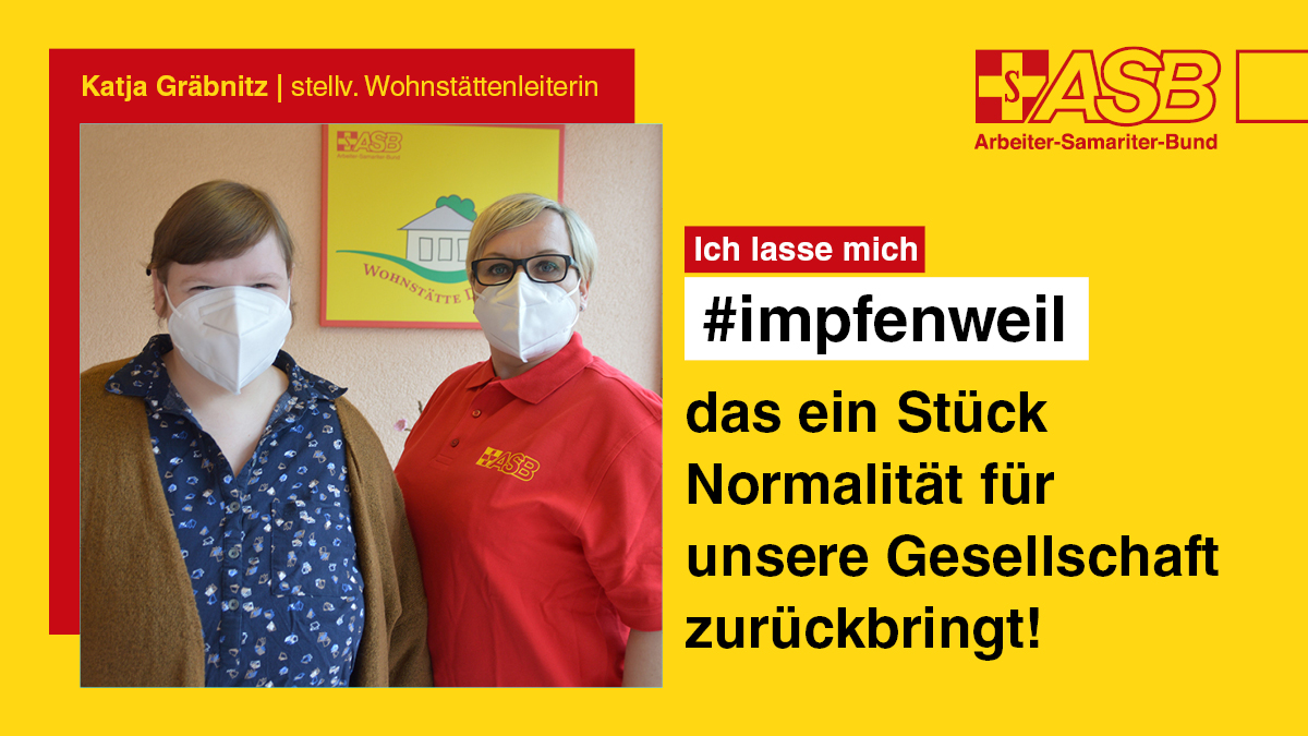 asb_de's tweet photo. Es gibt viele gute Gründe, sich gegen das Corona-Virus impfen zu lassen. Bei der Kampagne #impfenweil erzählen Menschen, was ihr ganz persönlicher Beweggrund ist.
Mehr auf https://t.co/dDIZP5tzjR
#impfenweil #impfung https://t.co/DCDpPYT8sH