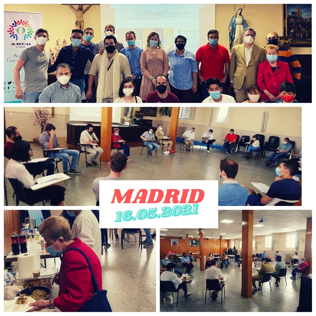 ArcoForum's tweet photo. El pasado domingo 16 de mayo conmemoramos el Día Internacional de la #Convivencia en #Paz 🕊️ celebrando dos Encuentros de Scriptural Reasoning 📚simultáneamente en Barcelona y Madrid como parte de la campaña #YouthCreativeCommunity del proyecto europeo @CommUnity_EU 👏👏👏 https://t.co/LF4mUyzQ14