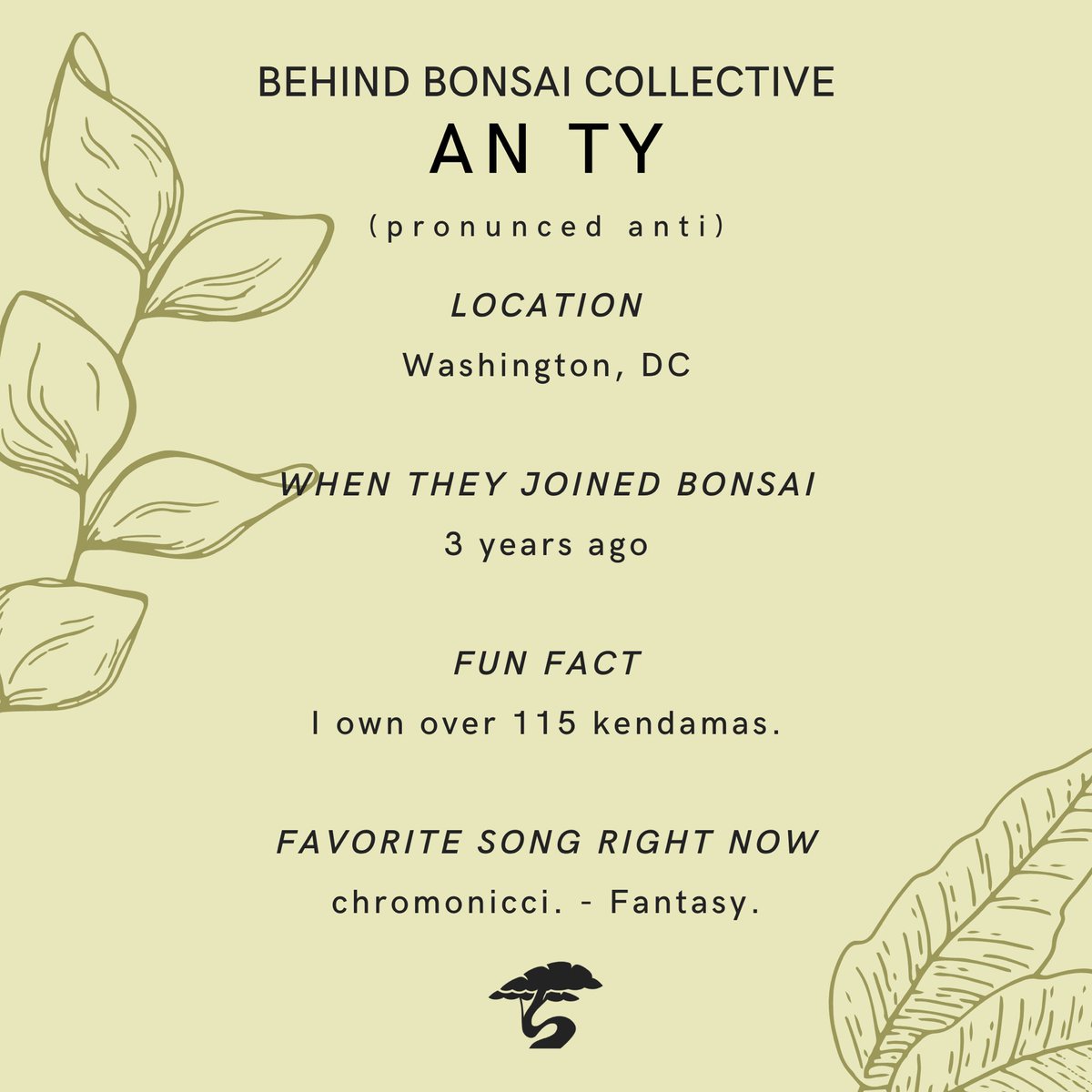bonsaicollct's tweet photo. Meet the talented @AN_TY_ - Bonsai roster artist + the man behind our Soundcloud &amp; Audius. 

“If my art doesn’t stir an emotion inside you, then I’m not doing my part.” https://t.co/dZuvW2HEEn