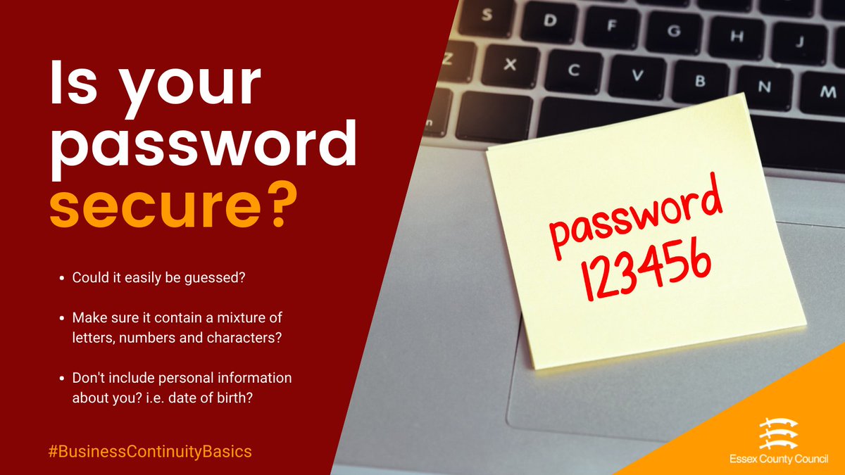 Bad passwords put your business at risk! Will your password help keep your business safe? ow.ly/zmiP50EJQuH

#BusinessContinuityBasics #BCAW2021