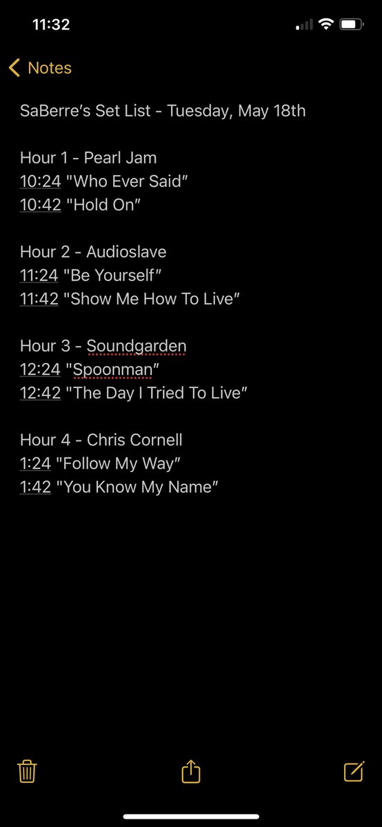 JohnSayBear's tweet photo. This is the @3ManFront Set List for Tuesday, May 18th #RIPCornell https://t.co/PxcafbkCRu