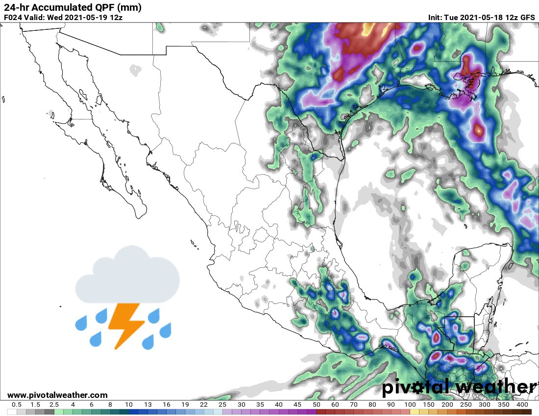 InfoMeteoro's tweet photo. ⛈MARTES: lluvias/tormentas dispersas en estados del noreste, centro y sureste.

🔴Las más fuertes en Coah, NL, Tamps, EdoMex, CDMX, Mor, Hgo, Pue, Tlax, Gro, Oax, Tab, Chis y Camp con granizadas y ráfagas >60 km/h.

Tormentas severas posibles norte Coah, NL, Tamps⚠️ https://t.co/MAKl3wfOHu