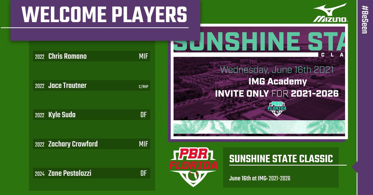 Prep Baseball Florida (@prepbaseballfl) on Twitter photo We would like to welcome the following players to the 2021 Florida Sunshine State Classic at IMG Academy📍
• 2021-2026 Prospects
• June 16th 🗓
• <a href="/tourbeausports/">Tourbeau Sports</a> Live Broadcast
• <a href="/TrackManBB/">Trackman Baseball</a> & <a href="/Blast_Bsbl/">Blast Baseball</a>
#SunshineStateClassic #BeSeen We would like to welcome the following players to the 2021 Florida Sunshine State Classic at IMG Academy📍
• 2021-2026 Prospects
• June 16th 🗓
• <a href="/tourbeausports/">Tourbeau Sports</a> Live Broadcast
• <a href="/TrackManBB/">Trackman Baseball</a> & <a href="/Blast_Bsbl/">Blast Baseball</a>
#SunshineStateClassic #BeSeen