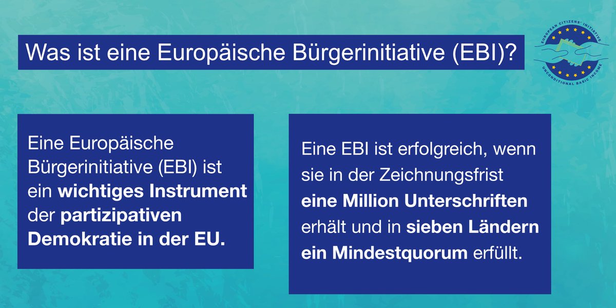 Aufklärung in eigener Sache. In 🇩🇪 wissen lt. einer Umfrage zum #EUSignDay nur 1,4 % von dem Instrument einer EBI.

Bei Erfolg müssen die Europäische Kommission und das Parlament die EBI anhören und innerhalb von 6 Monaten ihr Vorgehen begründen.
eci.ec.europa.eu/014/public/