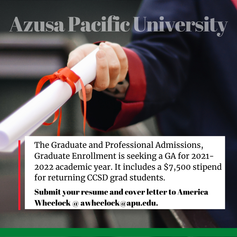 ccsdprogramapu's tweet image. CCSD Students!

GA posting from the admissions department. Visit the job description below and apply!

ccsdinformation.weebly.com/graduate-and-p…