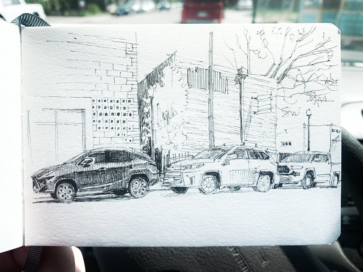 paulheaston's tweet photo. 45 min sketch from the car last Saturday while parked on S Pearl St, Denver. https://t.co/dRFYGZUchZ