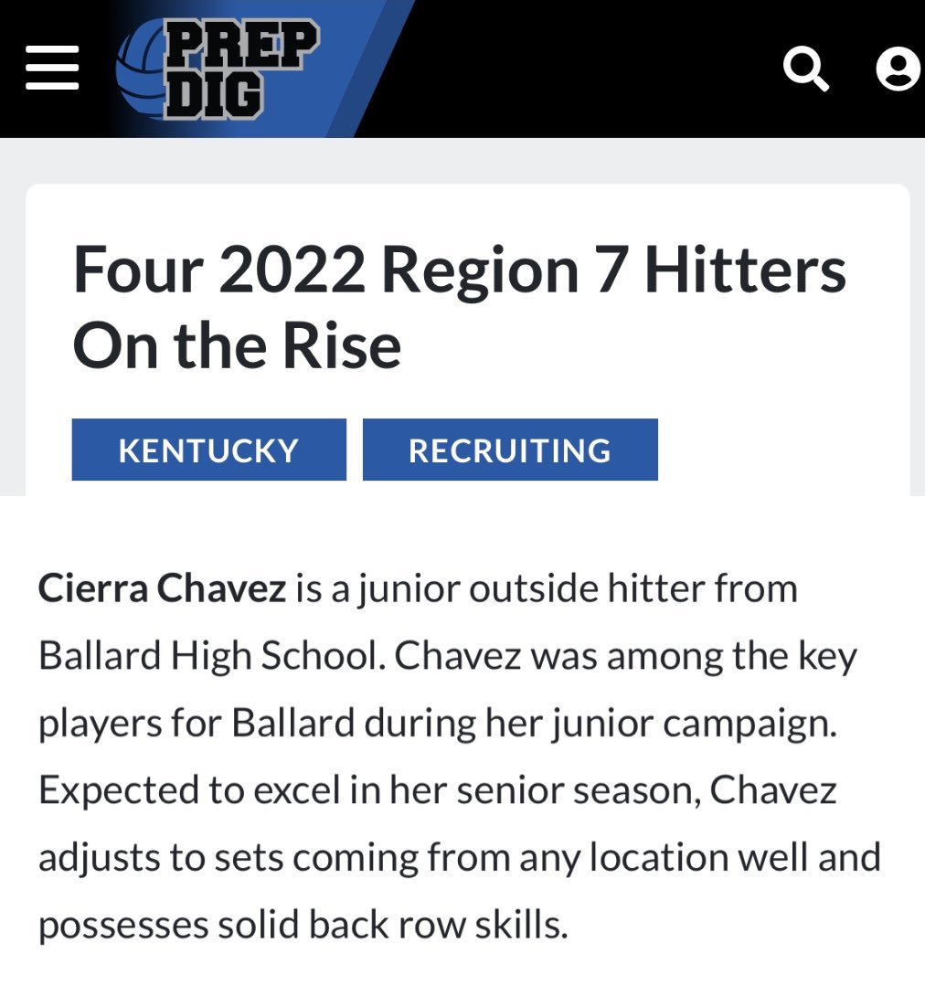 BHSBruinsVball's tweet photo. Congrats to our rising senior Cierra Chavez, who has been mentioned in an @PrepDigKY article for the second time this year! 
Keep it up! https://t.co/TRgsS22VCK