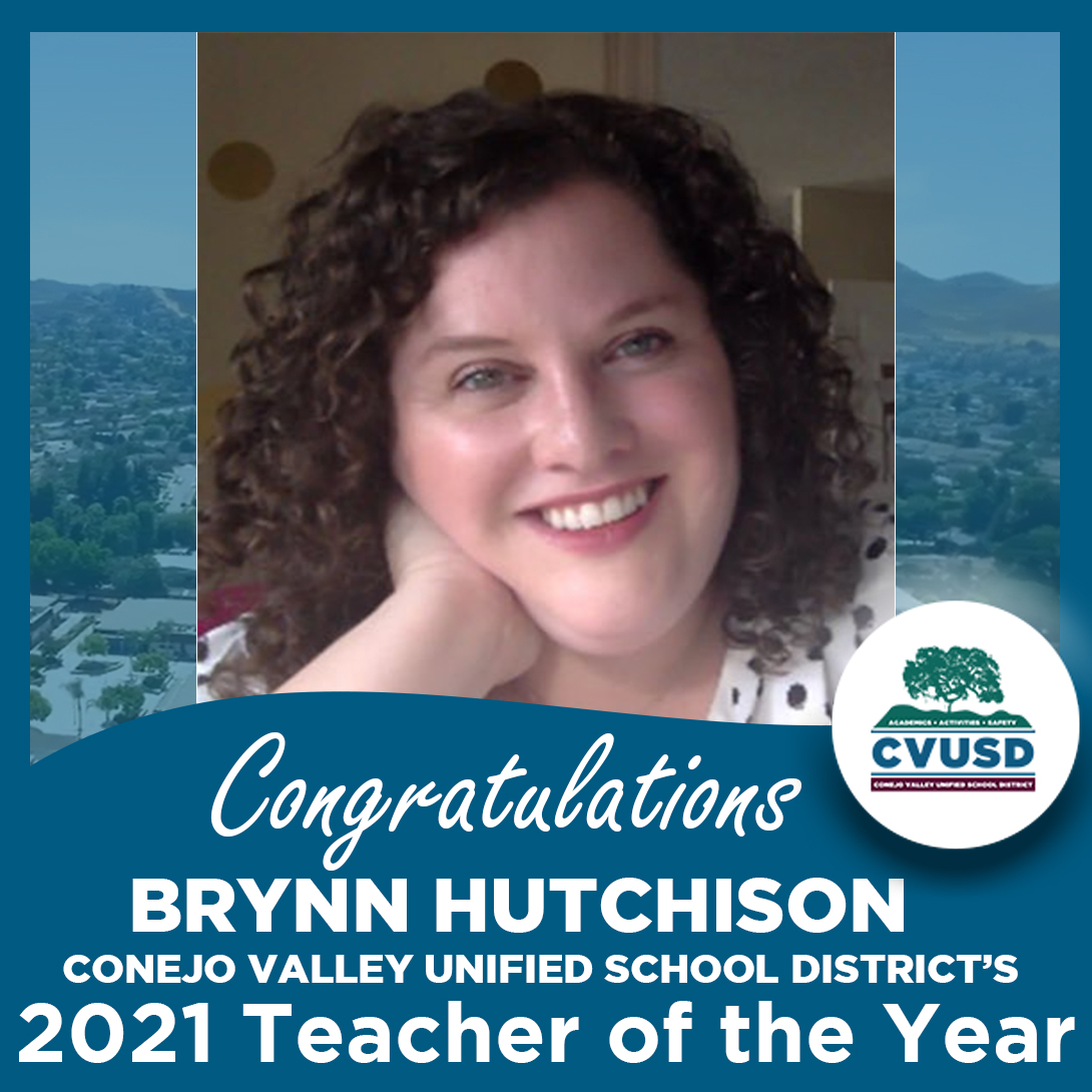 ConejoValleyUSD's tweet photo. In a special, virtual celebration Brynn Hutchison was announced today as our 2021 CVUSD Teacher of the Year!
⭐️An exceptional leader in the classroom
⭐️Team player
⭐️Dedicated to students &amp; making a positive impact
Congratulations - we're so proud of you! https://t.co/ZRC9zXPKEw https://t.co/bx08VblD4M