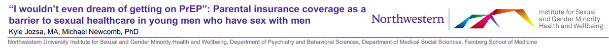 ChrisOwensPhD's tweet photo. 4/5 Josza and @MichaelENewcomb interviewed #rural, #suburban, and urban #YMSM. They found that #parental #insurance, acceptance and #support are  critical facilitators/barriers for YMSM accessing #sexualhealthcare across the urban-rural spectrum. https://t.co/6eXFGJdXS5