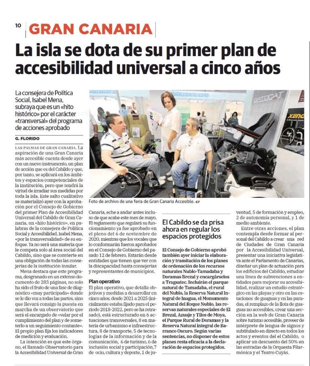 El <a href="/GranCanariaCab/">Cabildo Gran Canaria</a> aprueba el Plan de Accesibilidad Universal de Gran Canaria. Un documento impulsado por el <a href="/GranCanariaSoc/">Gran Canaria Social</a> y participado por entidades del tercer e <a href="/ILUNION/">ILUNION</a>.
#GranCanaria avanza en #accesibilidad.