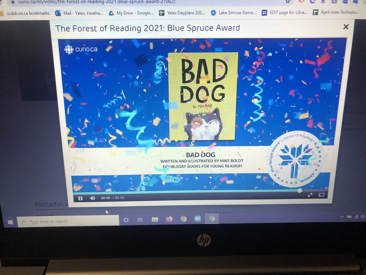 Congratulations to Mike Boldt and Bad Dog as the Blue Spruce Award winner! <a href="/LakeSimcoePS/">Lake Simcoe PS</a> students and I enjoyed another mini viewing party. Can’t wait for tomorrow’s Silver Birch awards! <a href="/ForestofReading/">Forest of Reading</a> <a href="/SCDSBLiteracy/">SCDSBliteracy</a> <a href="/SCDSB_Schools/">Simcoe County District School Board</a>