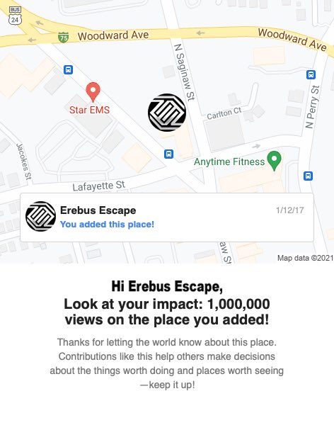 ErebusEscape's tweet photo. 1,000,000 Views!!! 🔥🔥🔥🔥 Thank you to all our patrons for their love and support throughout these years!! #erebusescape #funwithoutfear #7digitclub https://t.co/FZnPJgqeKE