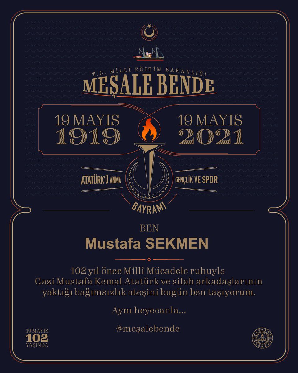 Haydi birlikte; 
 #meşalebende diyerek tarihe adınızı yazdırmak ve #19Mayıs meşalesini devralmak için mesalebende.meb.gov.tr adresinden kendi isminizle siz de meşale taşıma heyecanını yaşayın...
<a href="/bafra_mem/">Bafra İlçe Millî Eğitim Müdürlüğü</a> <a href="/mehmetalikatip1/">Mehmet Ali KATİPOĞLU 🇹🇷</a> <a href="/samsunmem/">Samsun İl Milli Eğitim Müdürlüğü</a> <a href="/tcmeb/">Millî Eğitim Bakanlığı</a> <a href="/CoskunESEN57/">Coşkun ESEN</a>  <a href="/ziyaselcuk/">Ziya Selçuk</a>