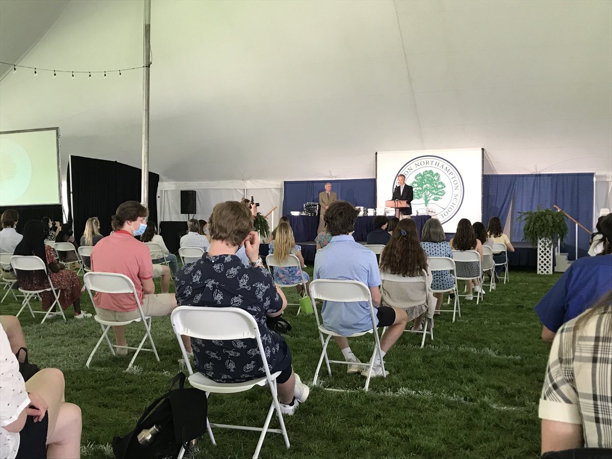 GlobalWilliston's tweet photo. Masked and six feet apart, we gather for academic awards ⁦@WillistonNS⁩ under the big tent on the quad.  Commencement is near! 💚💙🌏 https://t.co/pZGXR1a0ms