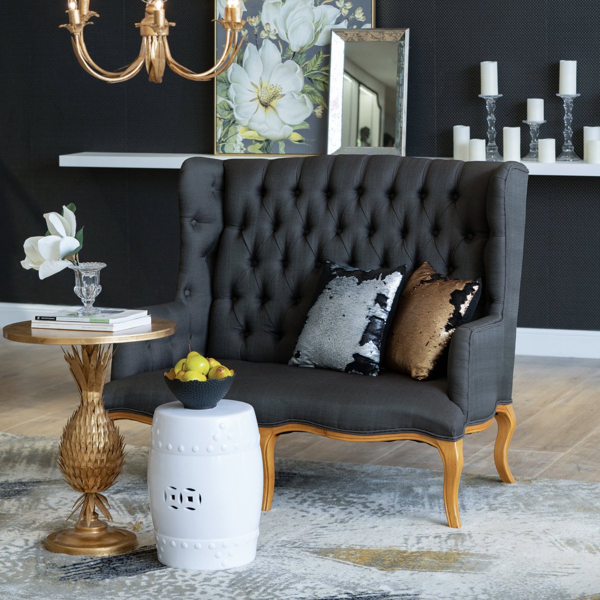 ABHomeInc's tweet image. Ready for our settees? Come see us at High Point Market June 5-9, 2021. IHFC Bldg. 3rd Flr. Suite H320.