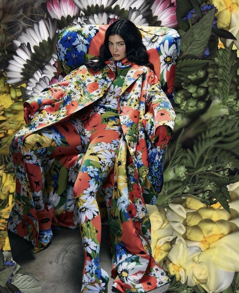 holdior's tweet photo. kylie jenner in custom richard quinn for tmrw magazine https://t.co/1IBXNmspk8