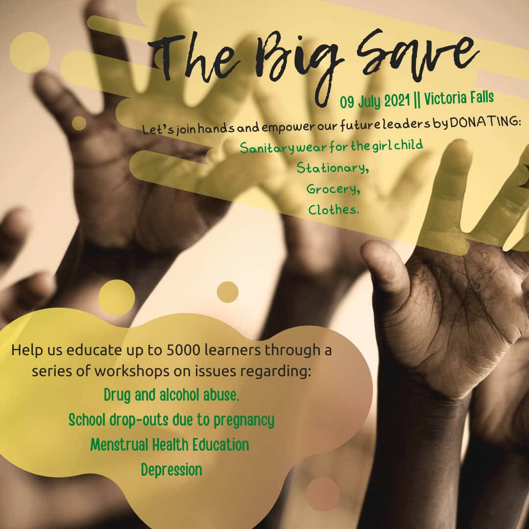 #TheBigSave is about empowering young people with skills and knowledge  to resist drugs, to build capacity of rural young people to dream big. Be part of the campaign. <a href="/sheppietrays/">Counsel S.T Raradza</a> <a href="/WellenceMujuru/">Nyachuru Welle</a> <a href="/GirlGrandeurZw/">Girls' Social Club ZW</a> <a href="/RuralYoungWomen/">Rural Young Women Support Network</a> <a href="/ShamwariyeMwana/">Shamwari Yemwanasikana</a> <a href="/rotaract/">Rotaract</a> <a href="/WomenintheWorld/">Women in the World</a>