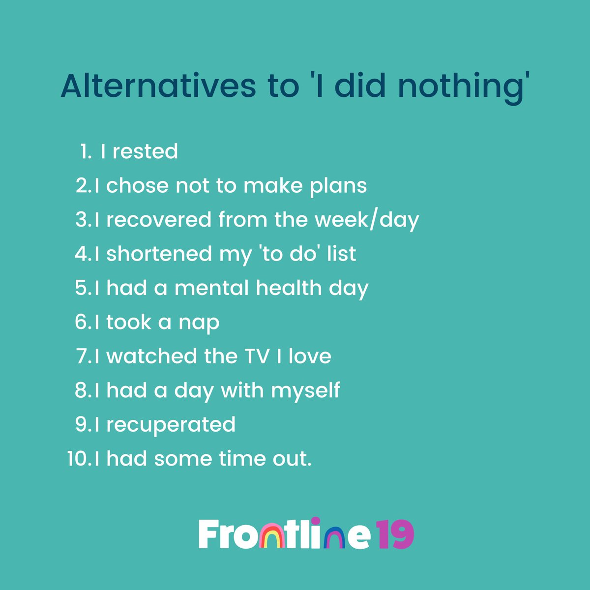 Frontline_19's tweet image. Language creates our social reality. Try using these phrases instead to increase your mental wellbeing and positive self-talk. 💛 🌈 #MentalHealthMatters