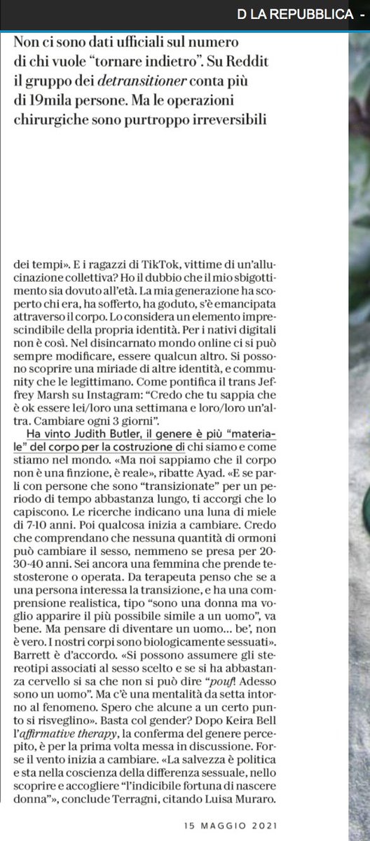 su D, Mara Accettura mette in ordine il dibattito complesso sulle transizioni; che, se non leggete stampa inglese e americana, magari finora avete intercettato solo nella versione per idioti del cancellettismo italiano.