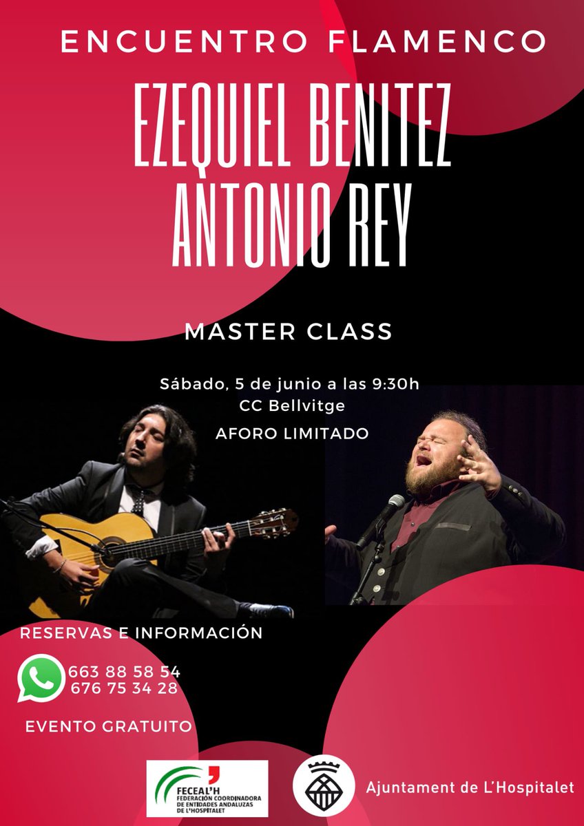 Desde esta Federación os anunciamos el Encuentro Flamenco en L’Hospitalet que se llevará a cabo el próximo día 05 de junio. 

Plazas limitadas, no os quedéis sin la vuestra.
#fecealh #hospitaletdellobragat #cultura #2021