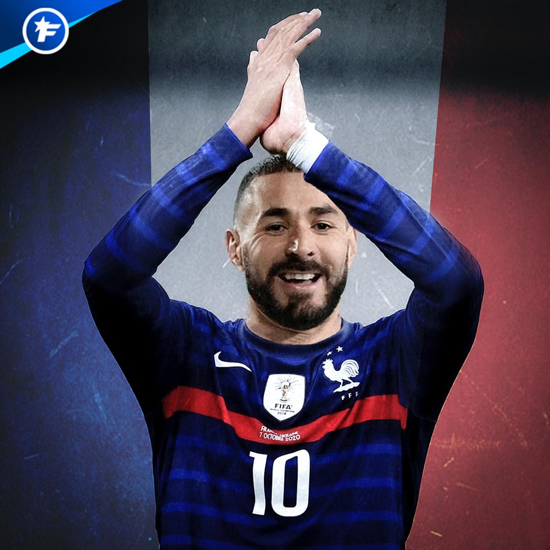footmercato's tweet photo. C'est officiel, Karim Benzema fait son grand retour en Equipe de France ! Il a été appelé par Didier Deschamps pour l'Euro ! Si tu dois décrire ce come back en un mot ____ https://t.co/xITWCSWG09