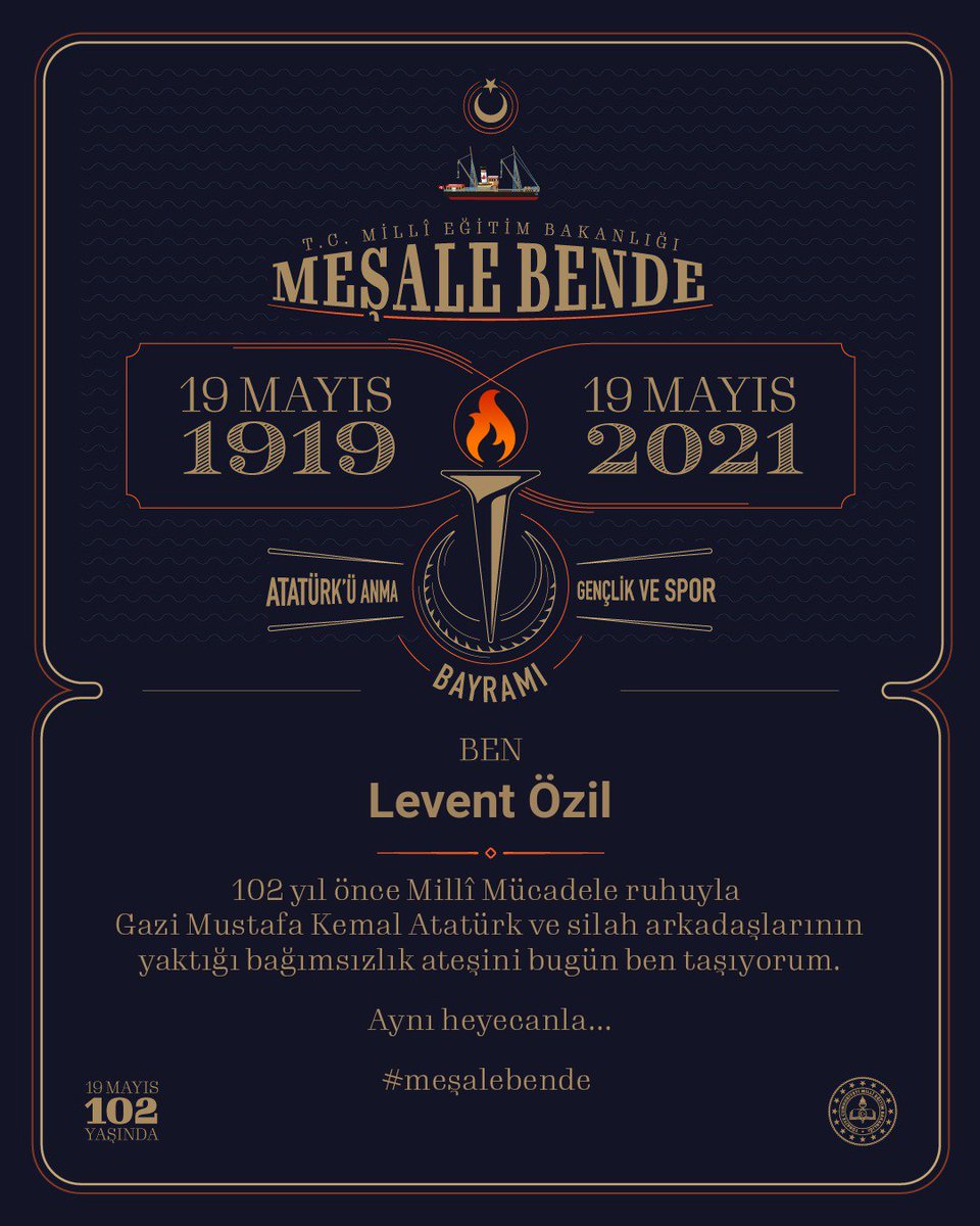OzilLevent's tweet photo. Büyük Önder Gazi Mustafa Kemal Atatürk’ün, 19 Mayıs 1919’da Samsun’dan ateşlediği meşale , tüm yurda yayılmış, milletimizin azim ve kararlılıkla birleşerek giriştiği milli mücadele sonucunda zaferle taçlandırılmıştır. #meşalebende @memleventyazici @istanbulilmem https://t.co/02zYm4lIlt
