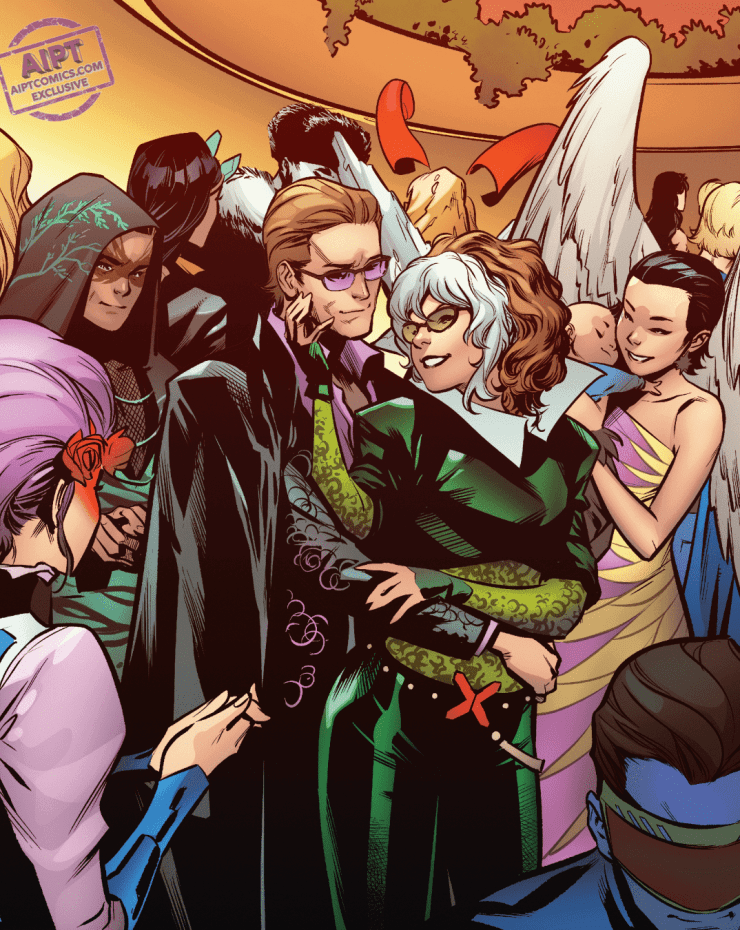 TalkAboutRogue's tweet image. #Rogue and #Gambit at the #HellfireGala 
Couple goals = matching glasses 
@marcusto @TiniHoward #Excalibur