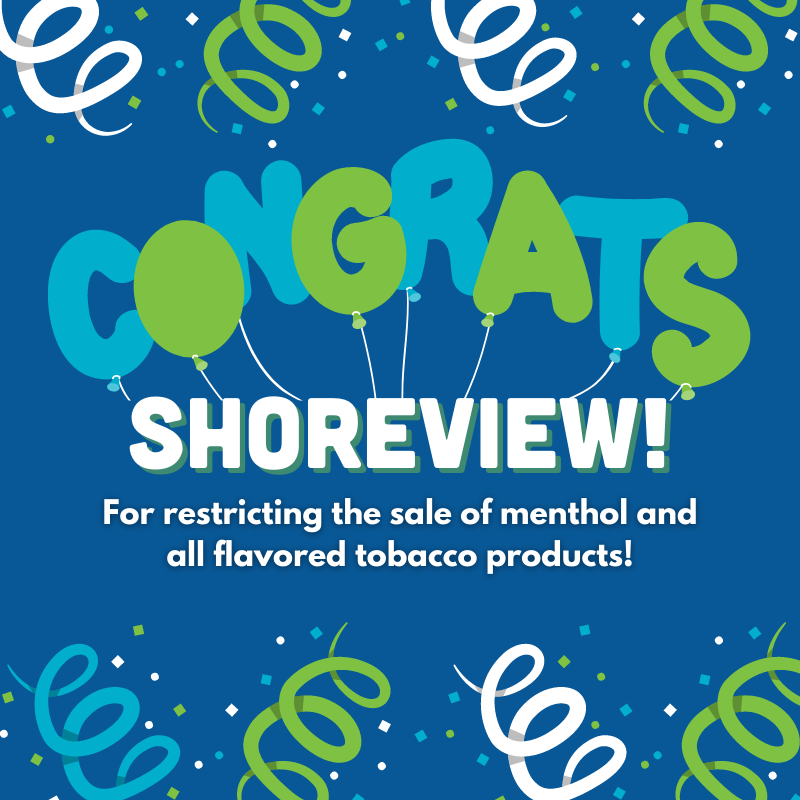Congratulations <a href="/cityofshoreview/">City of Shoreview</a> for voting to restrict the sale of all menthol-flavored tobacco products! 🥳

There are now 18 MN communities that have restricted all flavors, including menthol, to stop addiction before it starts! #KeepLungsLoud #flavordanger