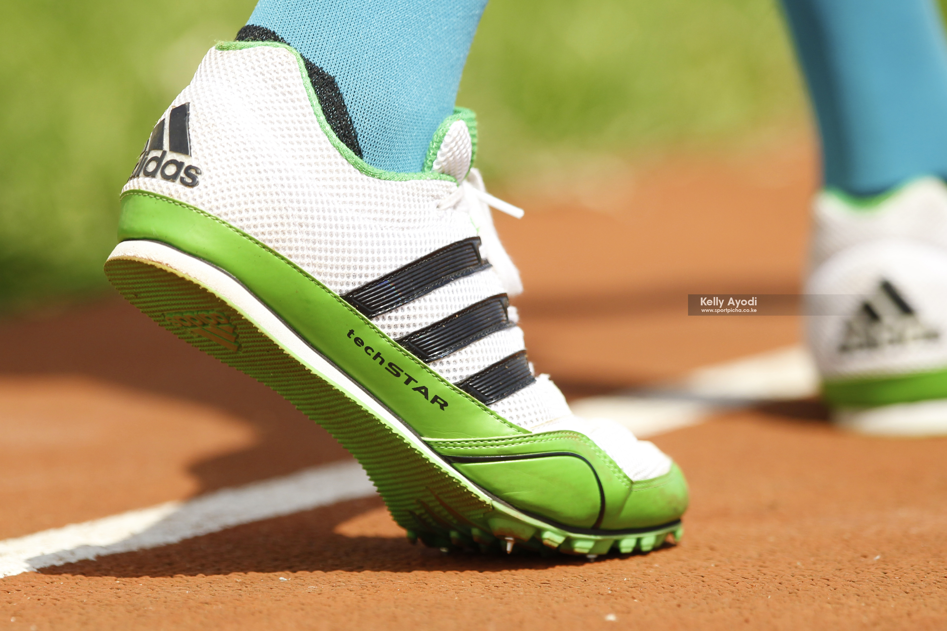 Picture Africa🌍 "A closer look at ADIDAS Techstar Allround 2 Spikes of an during the Kenya Defence Forces Athletics Championships at Nyayo National Stadium on May 18, 2021.