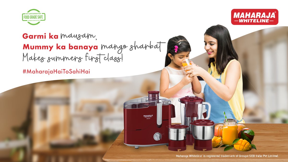 Get #Maharaja Whiteline Odacio DLX to make the hot #summers better with your favourite sharbat! It operates on 550W motor and comes with a stainless steel juicer mesh that:

⭐ Easily removes the fruit filters 
⭐ Maximises juice extraction 

Explore more: bit.ly/3os4a4x