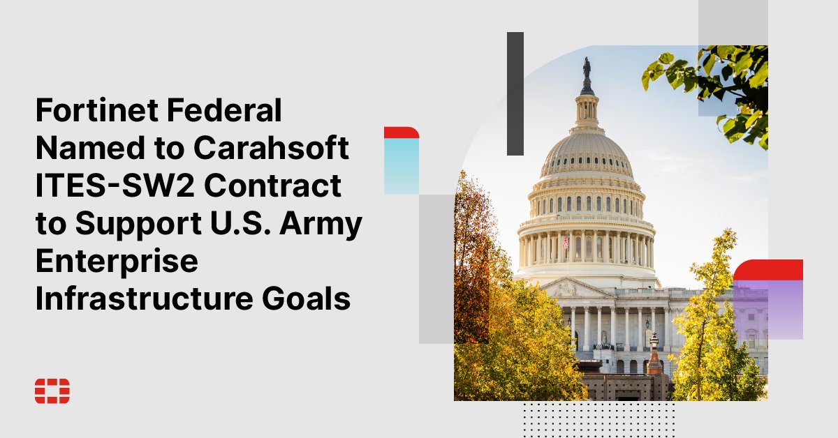 sbscarpelli's tweet photo. #FortinetFederal has been named a manufacturer on the Information Technology Enterprise Solutions – Software 2 contract for the U.S. Army Computer Hardware Enterprise Software and Solutions, held by Carahsoft. More on this: https://t.co/Idt8AtMovA @Fortinet https://t.co/6XzbqMzY7h
