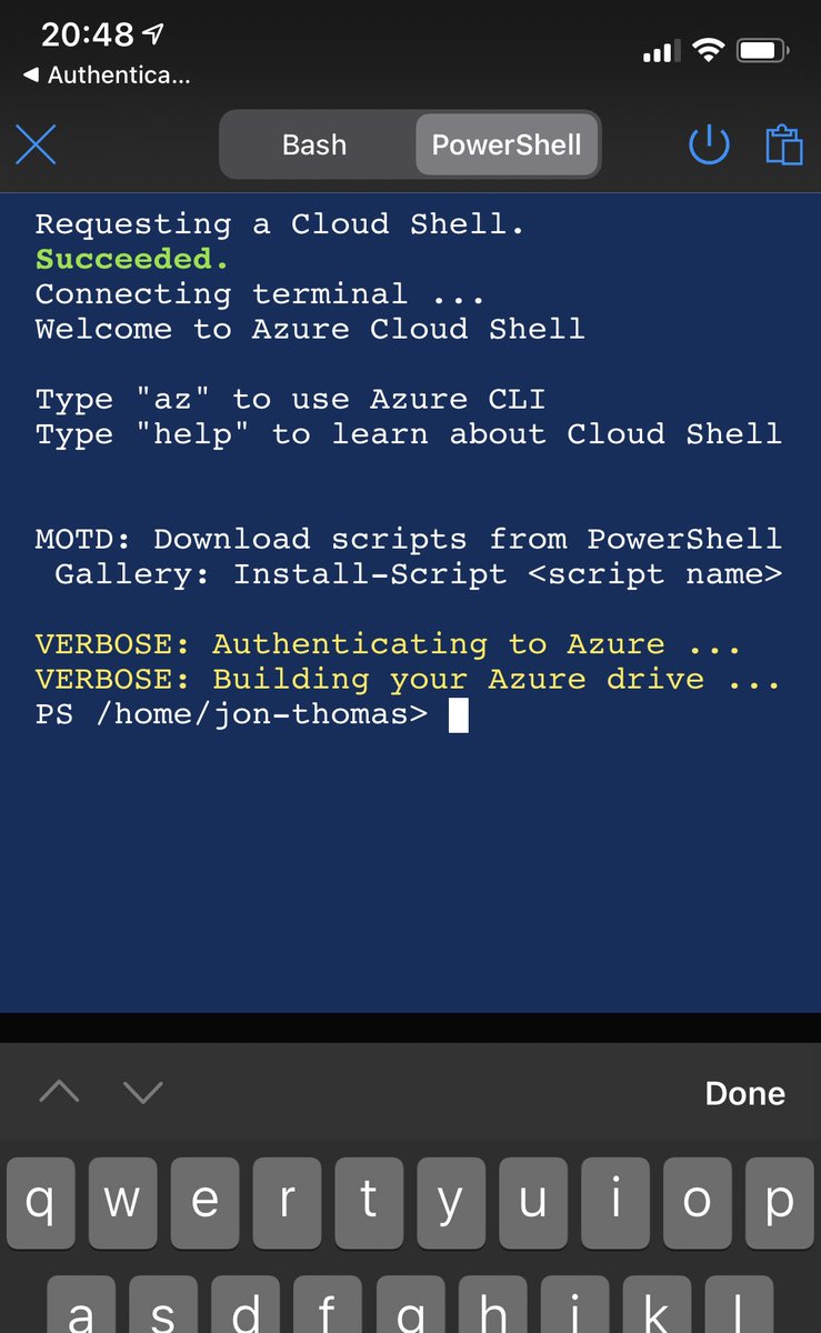 JonThomasE's tweet photo. Azure shell on my phone 😃
Pretty amazing! https://t.co/AYoM8ceiKA