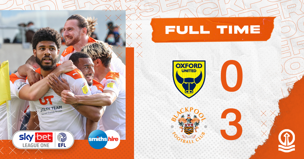 Blackpool FC (@blackpoolfc) on Twitter photo A fine first leg performance...
Full-Time - in association with <a href="/smithshire/">Smiths Hire</a>:
Oxford United 0 Blackpool 3
๐ #UTMP A fine first leg performance...
Full-Time - in association with <a href="/smithshire/">Smiths Hire</a>:
Oxford United 0 Blackpool 3
๐ #UTMP