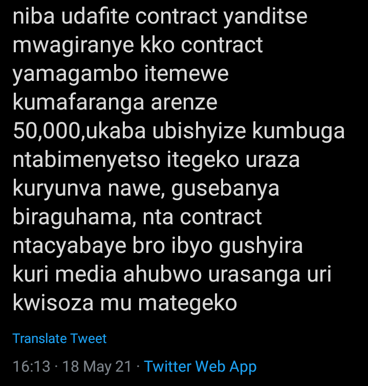 TalkLawRw's tweet photo. ICYA MBERE
*#GIHAMYA Y’AMASEZERANO Y’UMURIMO ISHOBORA KUBA MU BURYO UBWO ARI BWO BWOSE.
Ex:
-Aho wasinye uza/uva mu kazi
-Emails/SMS zijyanye n'akazi
-Ikarita y'akazi...
*Hari uburyo buteganyijwe bwo #GUKEMURA bene izi mpaka
ICYA KABIRI
*Gukangisha #GUSEBANYA ni icyaha
#RwoT https://t.co/36SRASbmBp