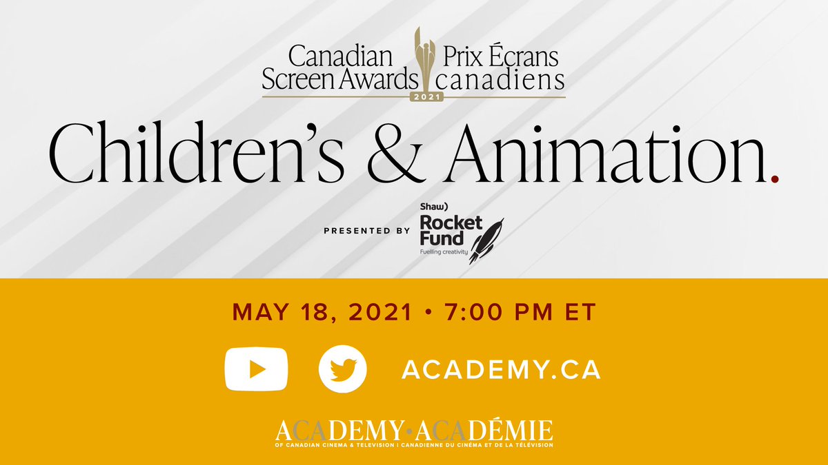 RocketFund's tweet photo. Let's cheer on the #RocketFunded 🚀 nominees at tonight's #CdnScreenAwards Children's &amp; Animation presentation! 

🎉 Tune in to https://t.co/xZsp4MHwAP at 7pm ET!

@DetentionSeries @HollyHobbieTV @thenextstep #WildKratts #DinoDana #Endlings #BackyardBeats #MyStayAtHomeDiary https://t.co/a7ZLkQFnEB