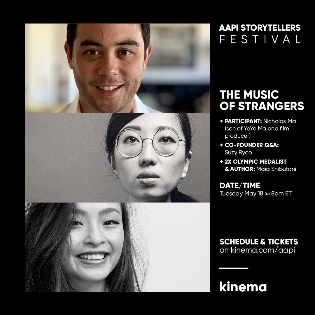 MaiaShibutani's tweet photo. Tonight at #AAPIStorytellers Festival, @kinemahq, Nicholas Ma, @suzywillow, and I will be hosting a free virtual screening of Morgan Neville’s: THE MUSIC OF STRANGERS.
Donations go to the @gofundme AAPI Community Fund. Join us for the doc and discussion!
https://t.co/0b0tL2578v https://t.co/EnXjbMCA1D