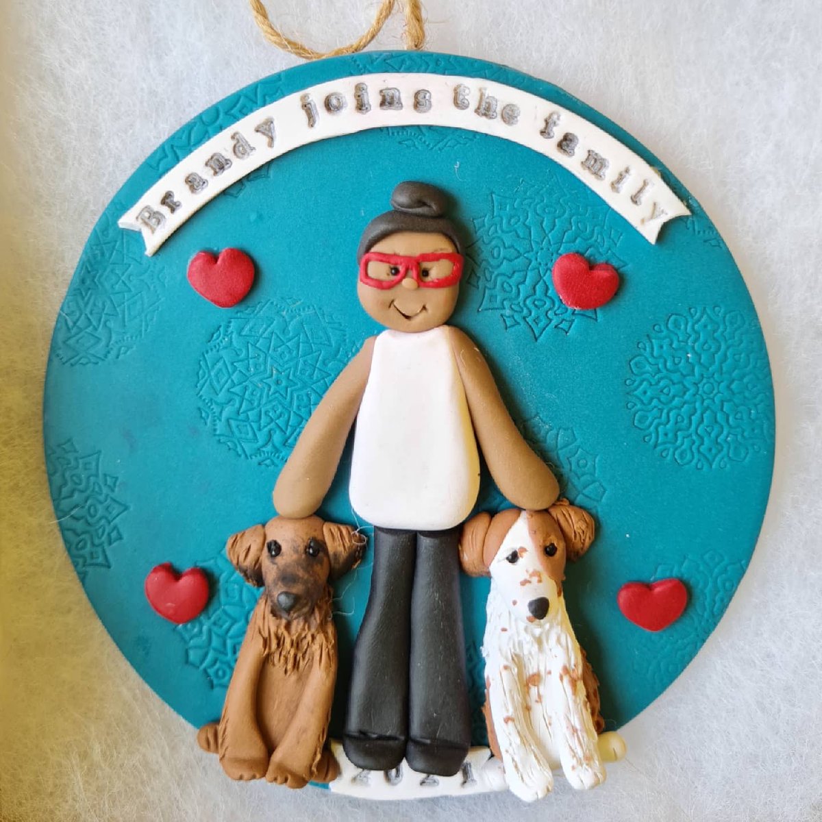 CaribbeanAccent's tweet photo. 🐕🎨😊 Here's the ornament featuring Brandy on the left and Phoebe on the right 💕

Check out #lilacandpoly on IG, FB, Etsy and her own website to order your family portrait in polymer clay

#adoptdontshop 
#dogsrule #pothound #pothoundsarethebest 

@TTSPCA https://t.co/FuIpKJJtOL