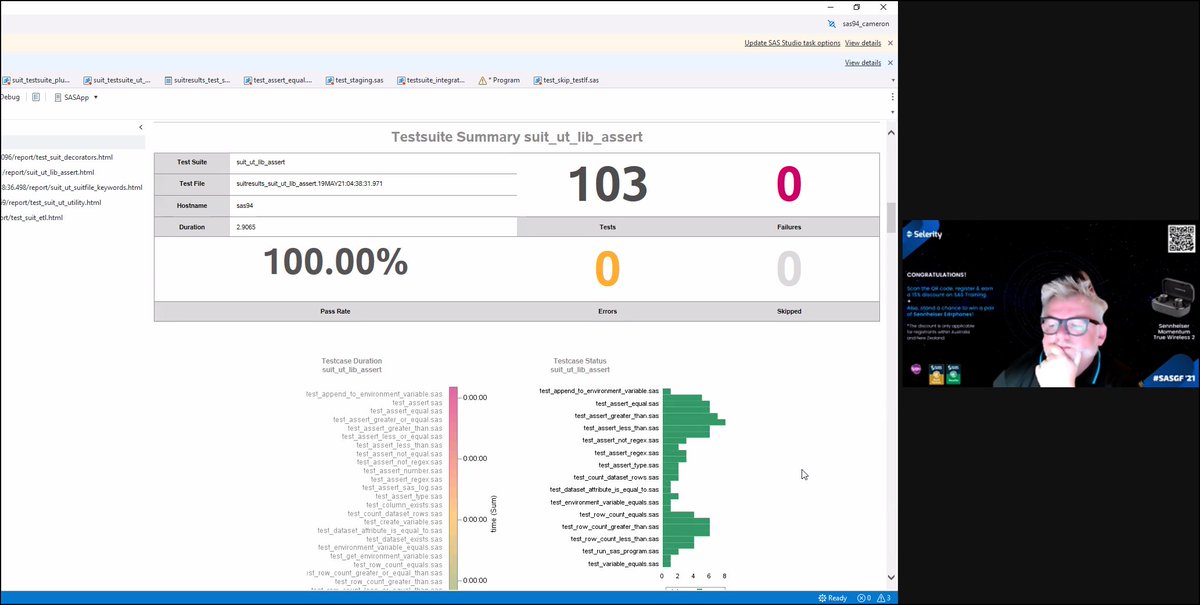 SelerityMichael's tweet photo. Drop by our virtual booth at the SAS Global Forum to hear about SUIT - @SelerityAU's extensive SAS Testing Framework  that enables @SASsoftware  code to be part of full CI/CD. Find us in the Innovation Hub at #SASGF https://t.co/EfAYh31biA https://t.co/VgWSf7yXUk