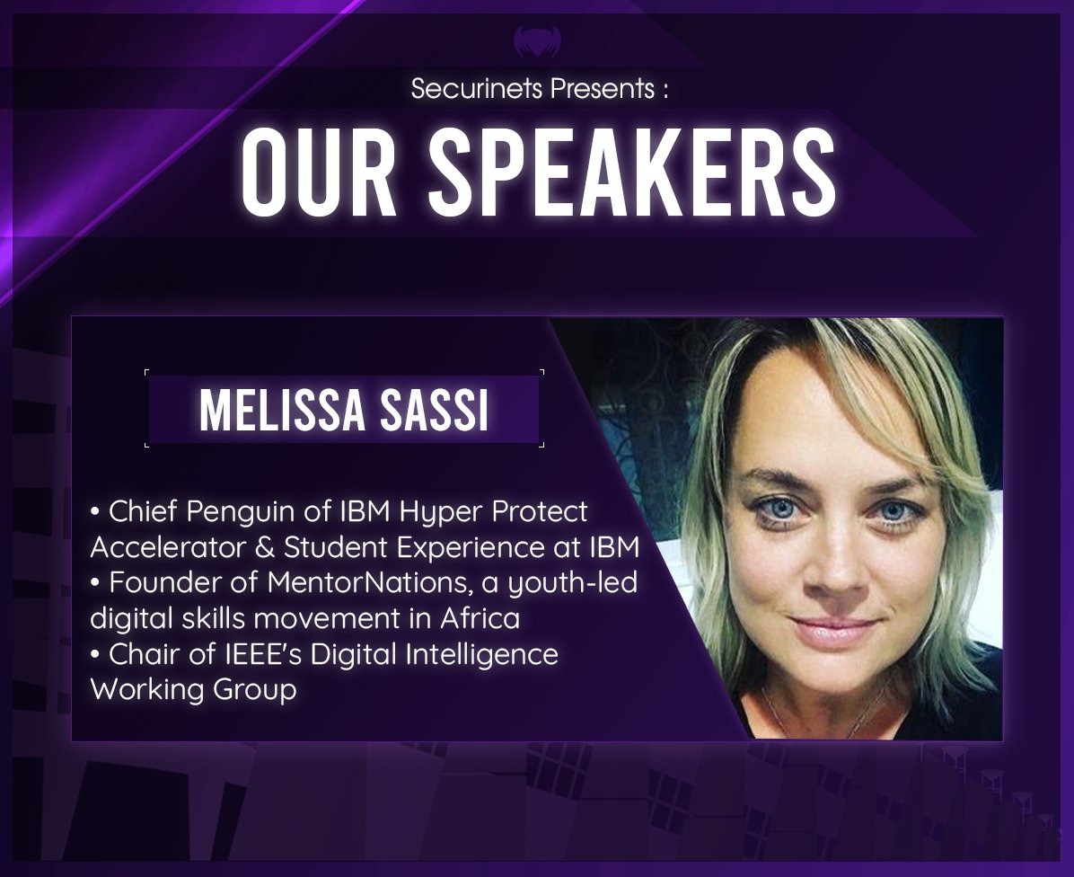 securinets (@securinets) on Twitter photo Meet our speaker for SecuriDay :
Melissa Sassi , <a href="/mentorafrika/">Dr. Melissa Sassi 👑🐧🌍</a> , is Chief Penguin of IBM Hyper Protect Accelerator & Student Experience at IBM focusing on tech skill-building. She is the Founder of <a href="/MentorNations/">Melissa Sassi</a> & Chair of IEEE's Digital Intelligence Working Group Meet our speaker for SecuriDay :
Melissa Sassi , <a href="/mentorafrika/">Dr. Melissa Sassi 👑🐧🌍</a> , is Chief Penguin of IBM Hyper Protect Accelerator & Student Experience at IBM focusing on tech skill-building. She is the Founder of <a href="/MentorNations/">Melissa Sassi</a> & Chair of IEEE's Digital Intelligence Working Group