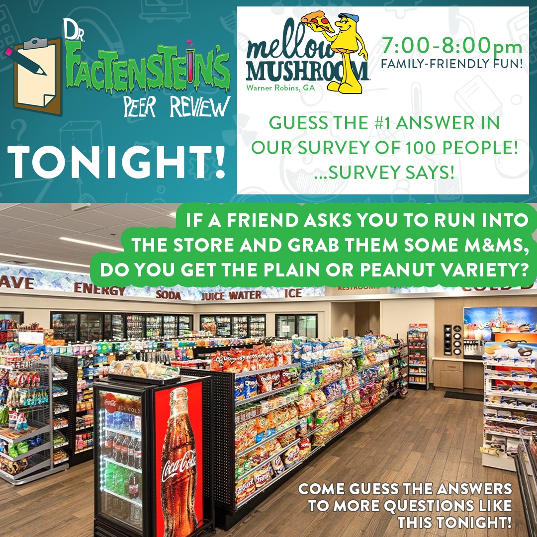 DrFactensteinGA's tweet photo. This is one of those questions that divides friendships!
Which one would you prefer? Comment below!
Then join us #tonight at #MellowMushroom at 7pm
🧒
🍕
💭
🤔
#Warnerrobins #Trivianight #thingstodo #Middlega #divisivequestions #eitherorquestions #whatisthebestcandy https://t.co/0VQ9DIrGir