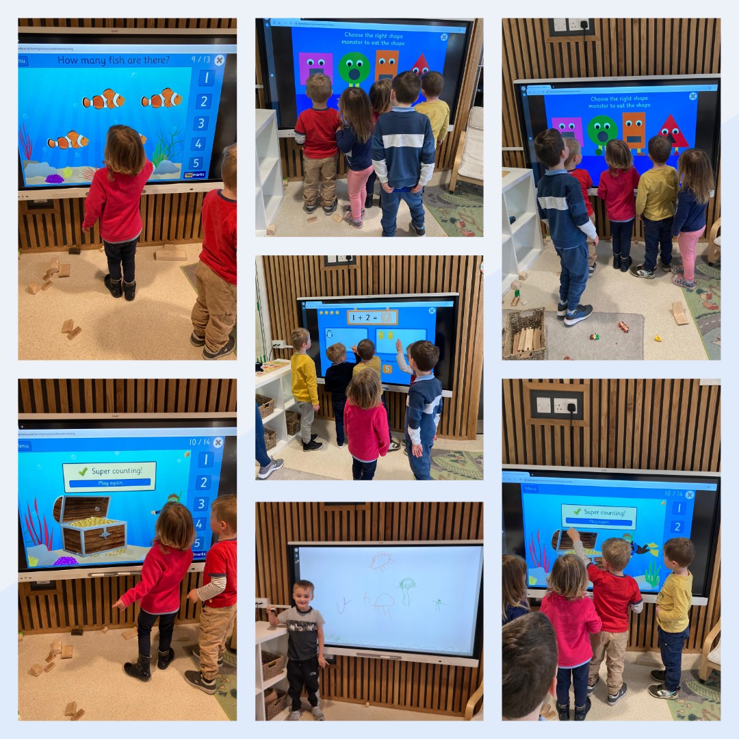 GlenburnELCC's tweet image. #Redbubble it really was a busy day. Having fun with shapes and  numbers on our new smartboard. #earlyyearsnumeracy #teamglenburn