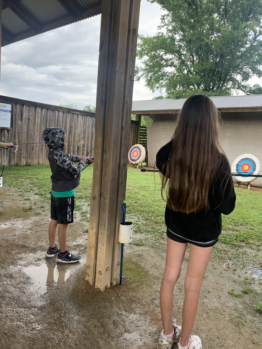 hellomrshall's tweet photo. Fun during archery! Nice shot, Ryan! 🎯 @McSpeddenFifth https://t.co/WQdkEBEOS6