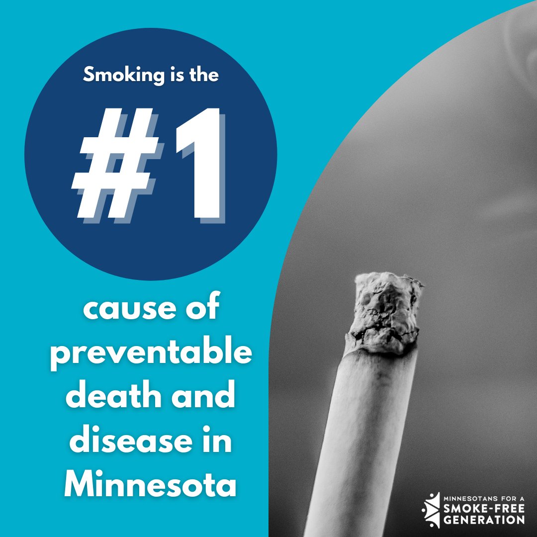 Smoking is the #1 cause of preventable death and disease in Minnesota. 🗣📢  

The #mnleg should invest more in tobacco prevention and treatment programs so no more Minnesotans lose their lives to tobacco addiction. 🚭 #KeepLungsLoud