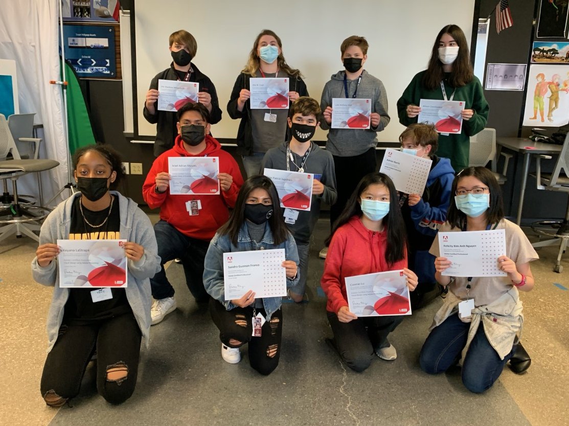 codeofdesign's tweet image. 20 Graphic Design &amp;amp; Illustration Students
34 Adobe Certified Associate Certifications earned
5 Adobe Certified Professionals in Visual Design awarded
1 Super Proud Teacher
@lisdcte @TECCeast #adobe #certification #graphicdesign