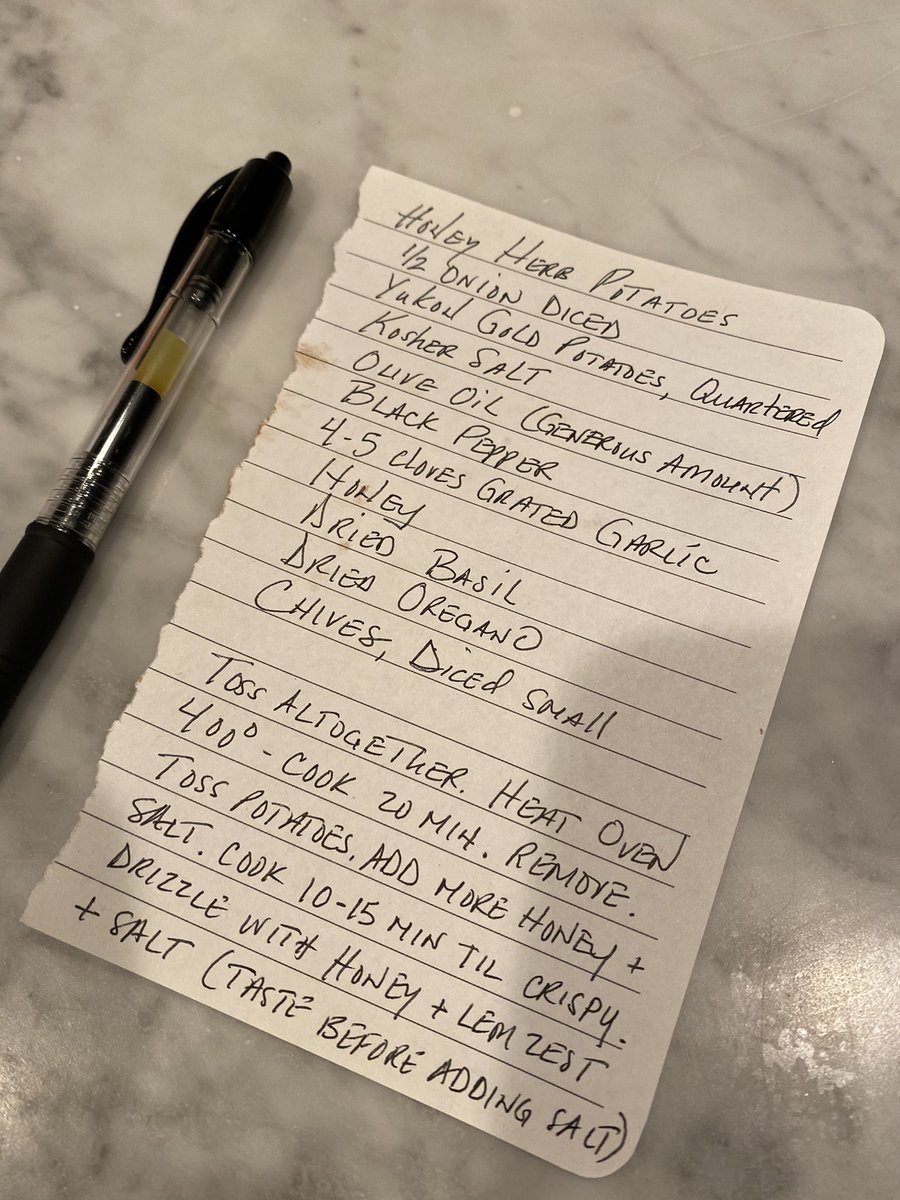 And here’s a recipe for the potatoes. I forgot to add chives at the end with wild abandon. #CookingWithTST