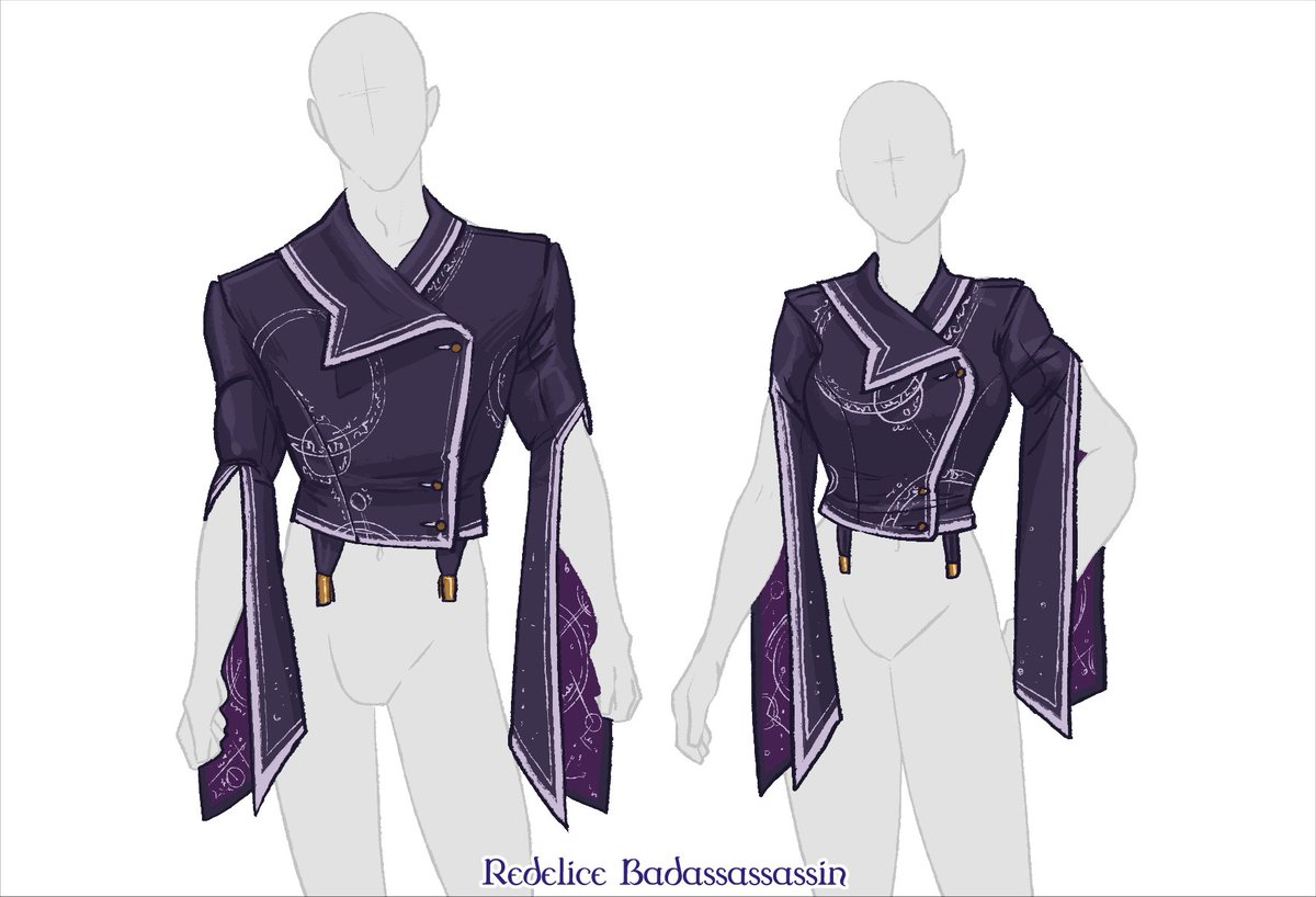 Badassassassin's tweet image. So remember that D&amp;amp;D fashion brand for your characters?

How about we start with my favourite spellcaster jacket.
✨Coat of Arcane Abeyance✨

#DnDFashion #dungeonsanddragons