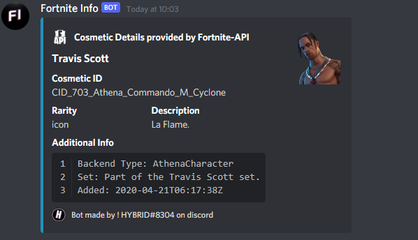 FortniteNotices's tweet photo. Is there any information you would like to see on cosmetic search embeds? https://t.co/zh6TfkY3OB