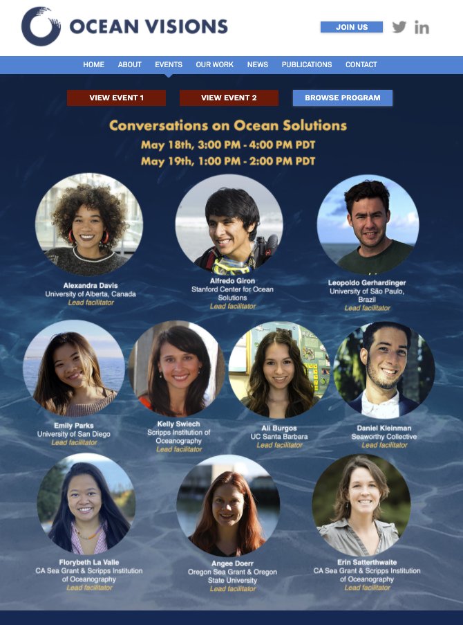 Don't miss the opportunity to hear these young ocean rockstars sharing their perspectives on ocean solutions
#oceanvisions21 #OceanDecade #ClimateAction @jgironna from @oceansolutions & @wef4ir & @Intl_Ocean & @evsatterthwaite from @Scripps_Ocean & @CASeaGrant