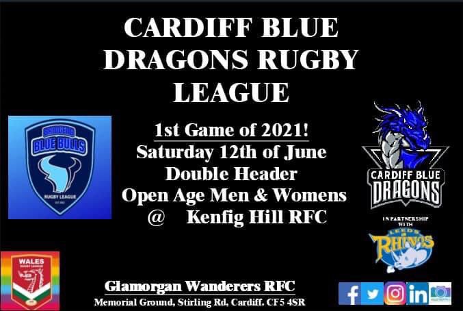 Looking forward to our first game of the season against our neighbours @BlueBullsRL . A double header featuring our Women’s and Men’s #dragonfamily #cardiffrugbyleague #WRL