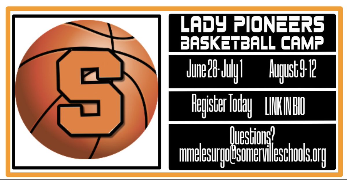 Join Today!! 2021 Summer Camp

🏀Session 1 June 28th-July 1st

🏀Session 2 August 9th- August 12th
Register Online

tshq.bluesombrero.com/somervillenjbb…